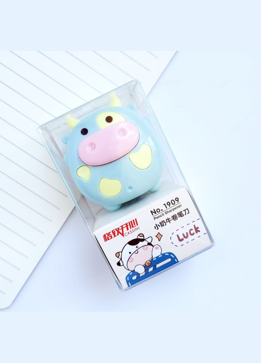 Лента для карандашей в форме коровки Cow, голубая, с контейнером для стружки, для детских и канцелярских карандашей No Brand (322872660)