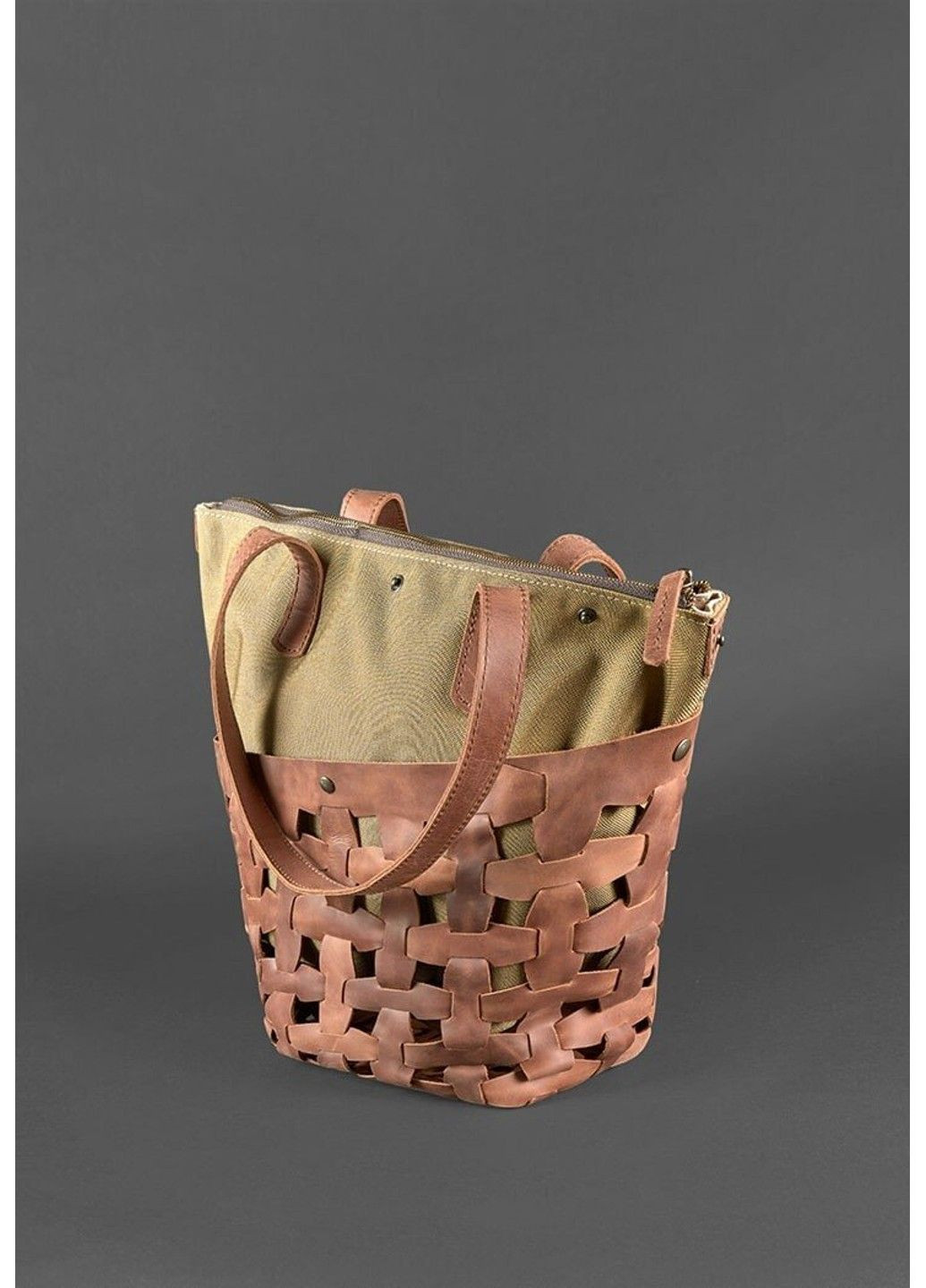 Плетеная сумка из натуральной кожи Пазл L синяя Crazy Horse - BN-BAG-33-NN BlankNote (293056388)