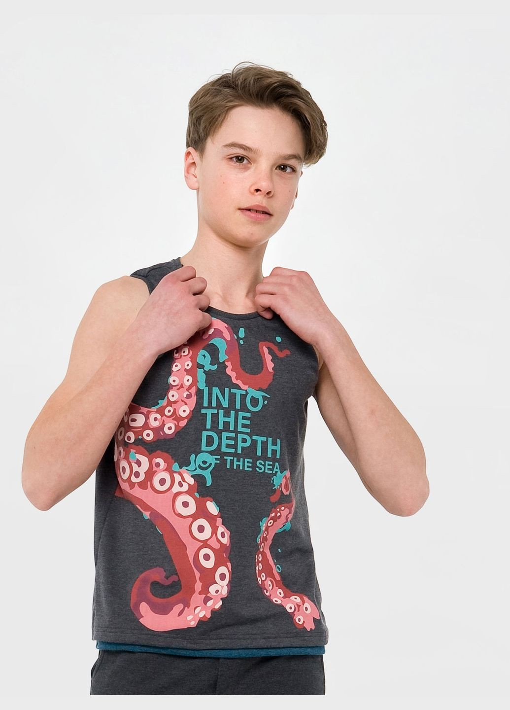 Майка, Глибини океану, стр.кулір, (110629-1) ( ) 12л/152/40, Сірий Smil (357494373)