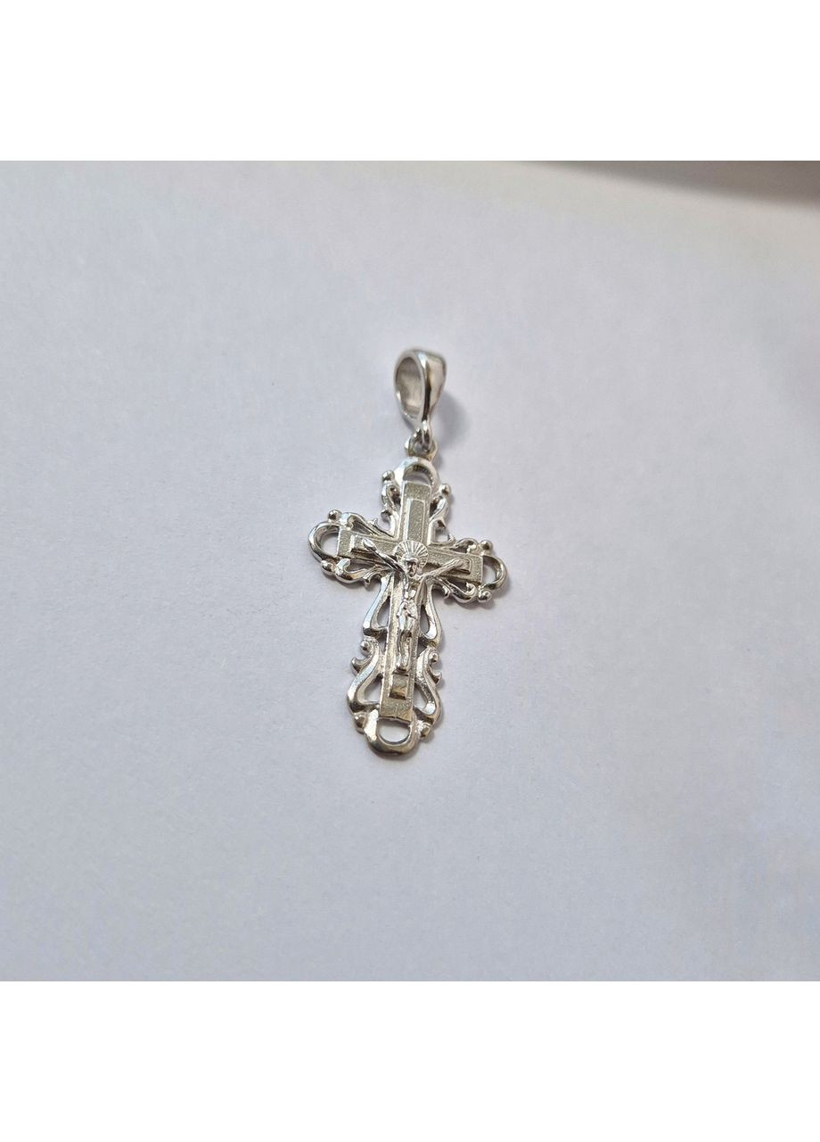 Серебряный Ажурный Крест с распятием серебро 925 пробы Родированное 1.70г п2/018 No Brand (306741398)