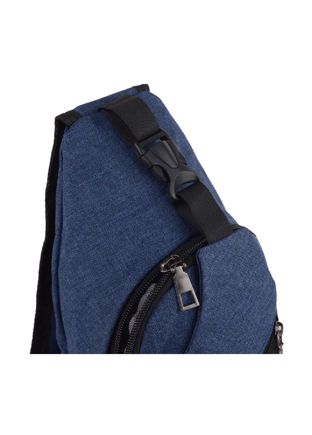 Тканинний чоловічий рюкзак сумка через плече з USB-кабелем широким плечовим ременем нейлон 32х16х7 см (477597-Prob) Синій Unbranded (298319452)