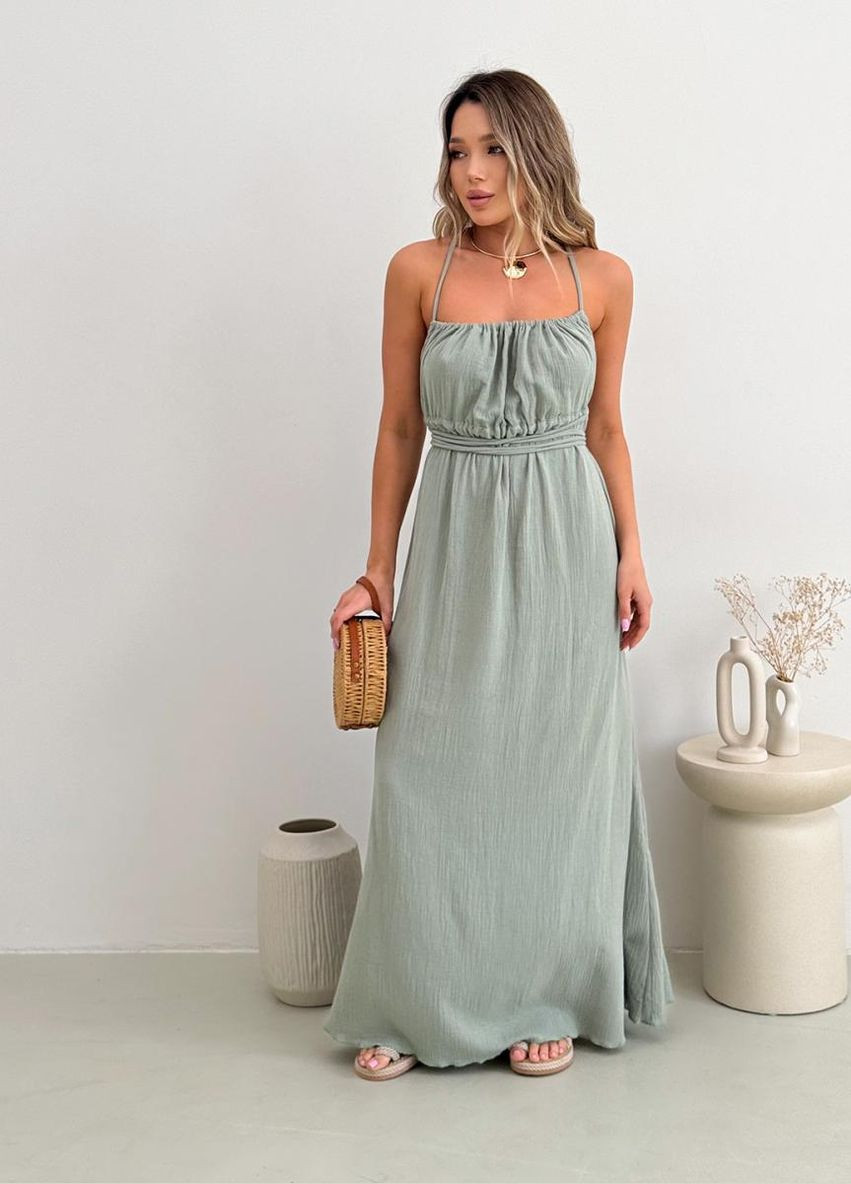 Оливкова кежуал сукня муслінова гера Art Knit однотонна