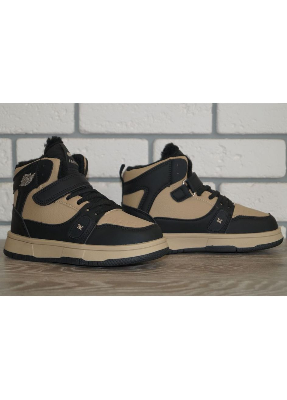 Цветные повседневные, кэжуал зимние ботинки зимние детские / подростковые коричневые с черным Paliament