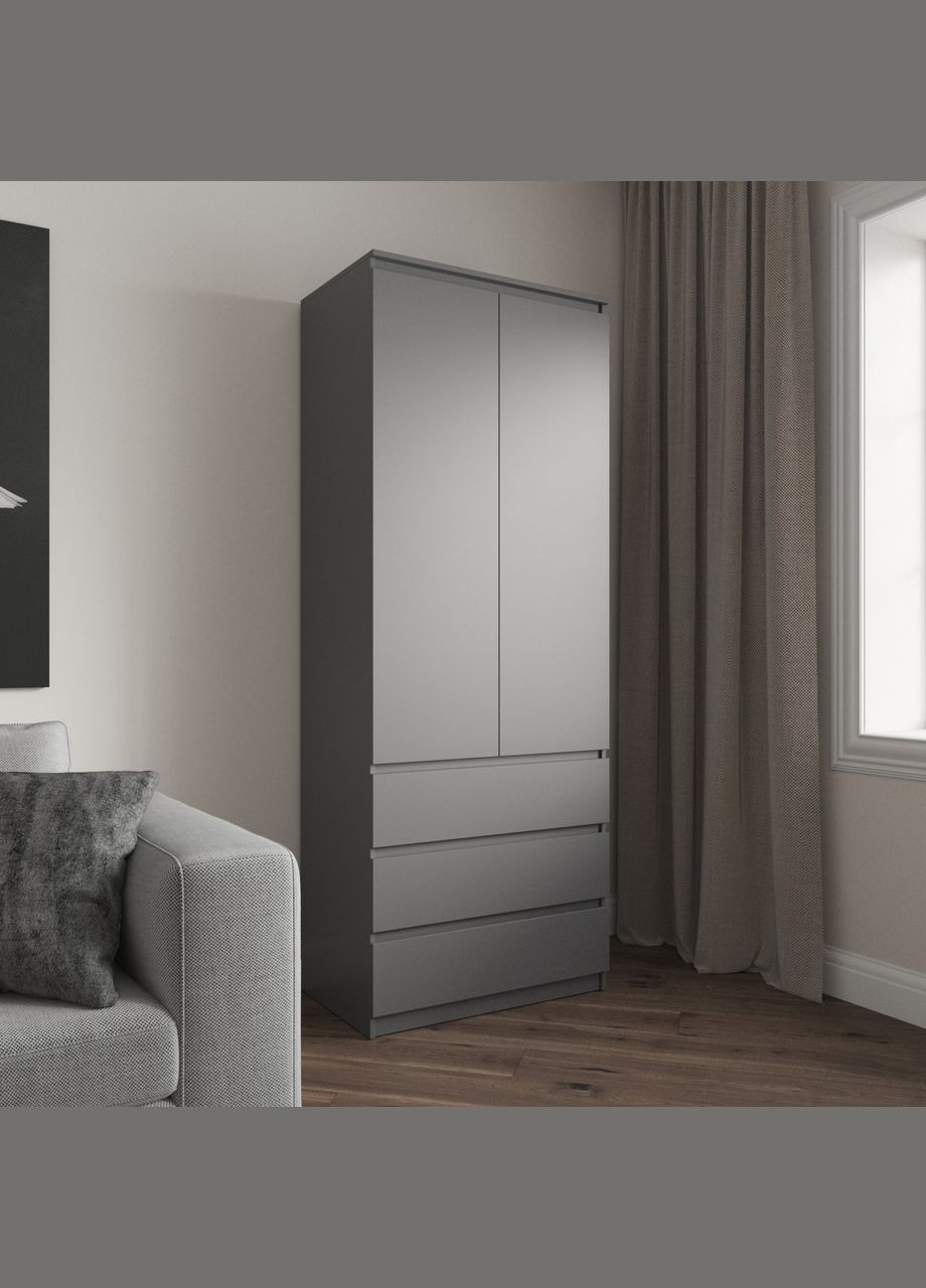 Шкаф для одежды на 3 выдвижных ящика c полками, фасады без ручек R-16 VAYS (372655856)