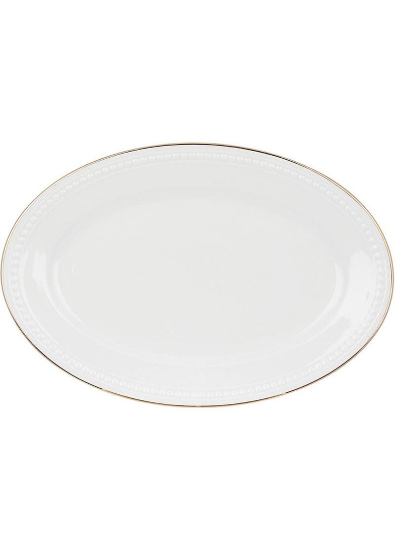 Набор 2 овальных блюда "Valencia" 31х21см, белый фарфор с золотой каймой BonaDi (372173451)