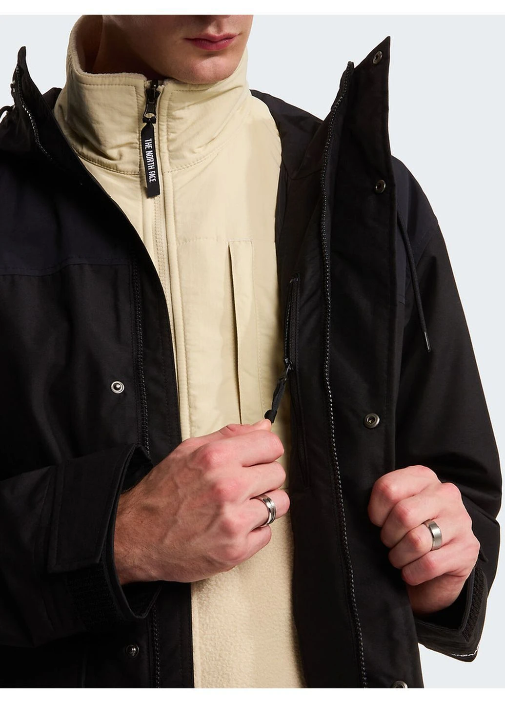 Мужская длинная куртка плащ дождевик парка The North Face на кнопках, на молнии (393389593)