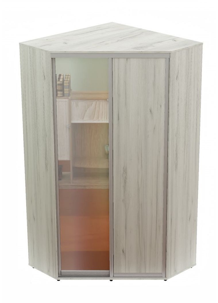 Шафа-купе дводверна кутова 150*150*230 см Дуб крафт білий ДСП + Дзеркало Кут-5 Алекса (360446762)