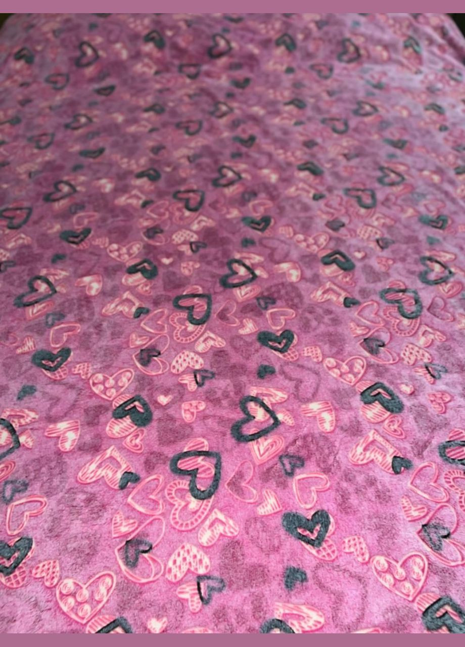 Флисовый плед на кровать Евро 200х210 Розовый Сердечки (П4К-aur-svit-pled-002-04) No Brand (316231167)