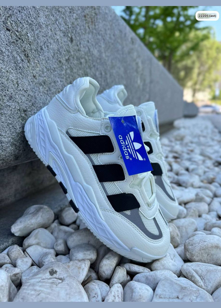 Кроси Адіки з сіткою біло чорні No Brand чорно-білі демісезони (331769068)