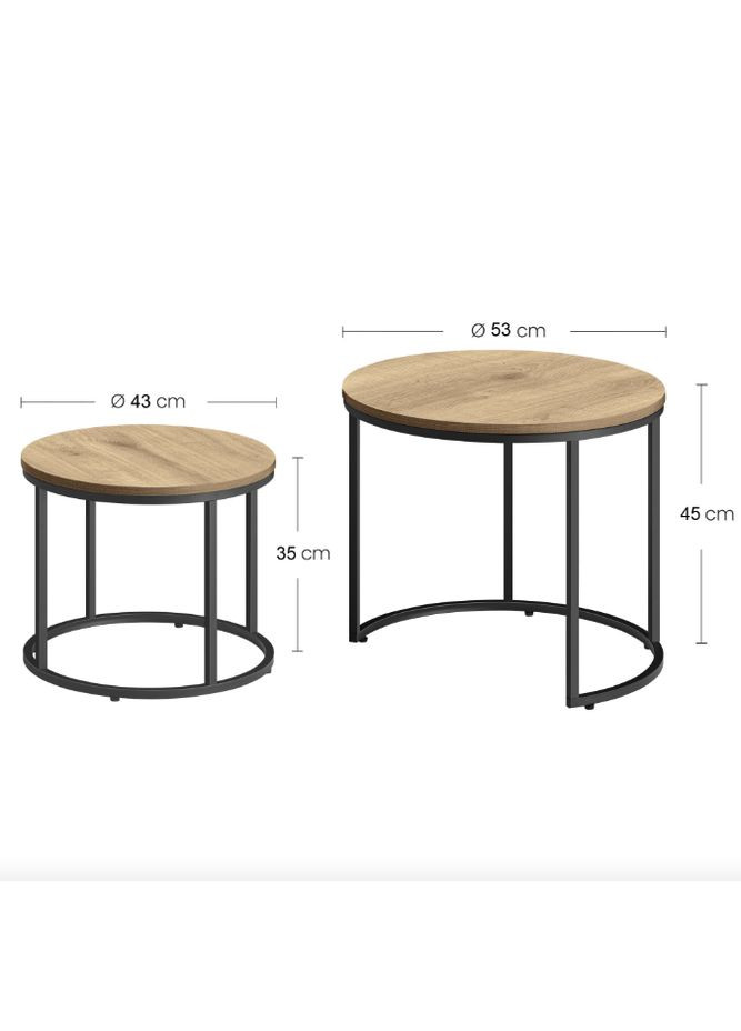 Комплект журнальных столиков Oreo круглый сонома Leobert (361952222)