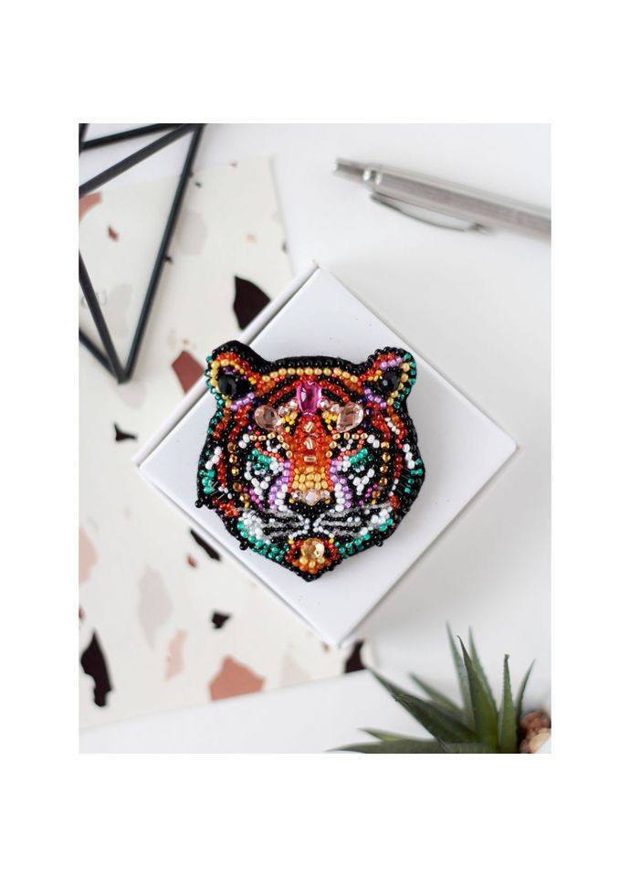 Набор для вышивки бисером украшения "Тигр" AD-210 на натуральном холсте Abris Art (305231785)