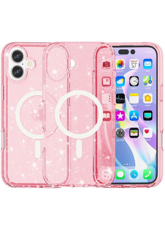 Чохол TPU Galaxy Sparkle (MagFit) для Apple iPhone 16 (6.1") Рожевий Epik (372972960)