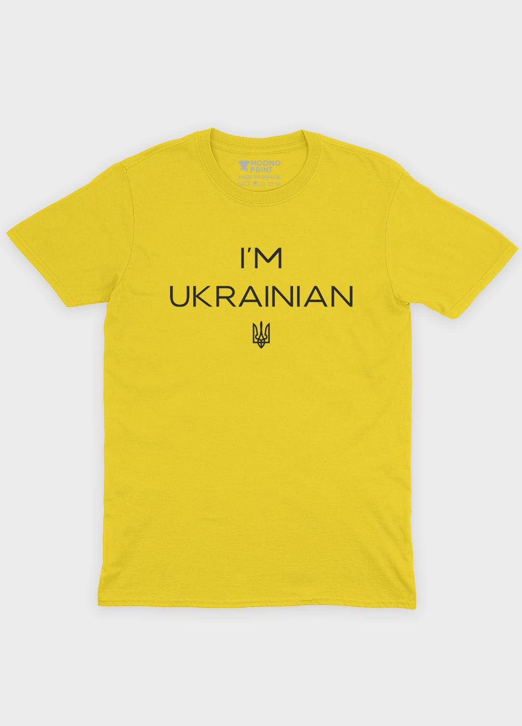 Желтая демисезонная футболка для девочки с патриотическим принтом i`m russian (ts001-1-sun-005-1-017-g) Modno