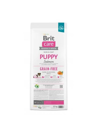 Сухой корм Dog Grain-free Puppy для щенков, беззерновой с лососем, 12 кг Brit Care (349823553)