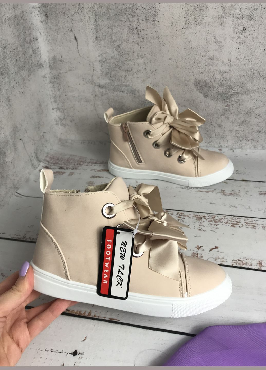 Бежевые праздничные, повседневные осенние ботинки демисезонные детские для девочки бежевый (020) New Tlck