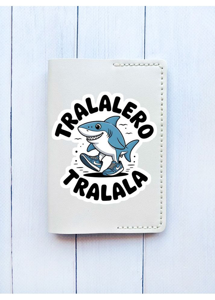 Кожаная обложка на паспорт книгу: Белая молочная (принт 416) CASE CONTROL (369616670)