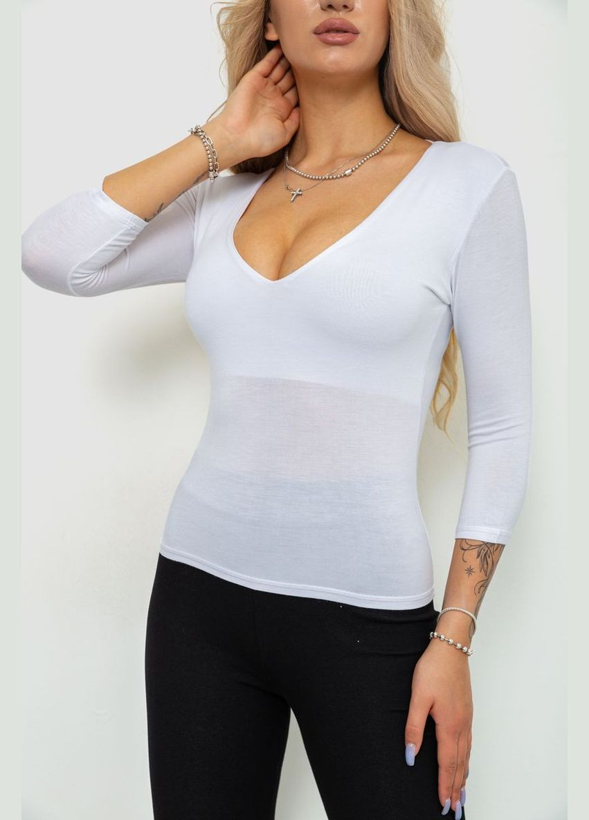 Белая футболка женская с удлиненным рукавом Ager 186R106