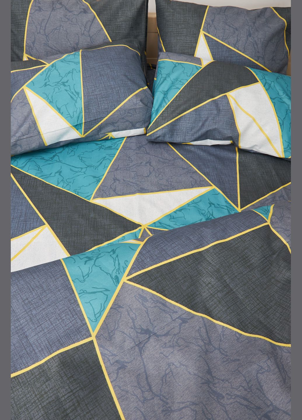 Комплект постельного белья евро 200х220 наволочки 4х70х70 Микросатин Premium (MS-820001472) Moon&Star Triangles (285716891)