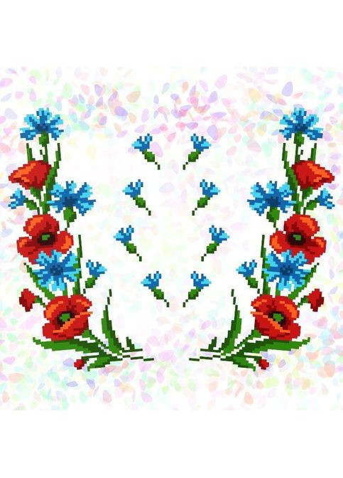 K-218 Маки и васильки (20х30 см). Водорастворимый флизелин с рисунком Confetti (352746934)