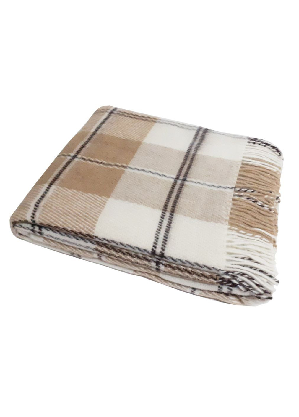 Плед шерстяной Эльф №3 Mason бело-бежево-коричневый 140*200 Vladi (326487408)