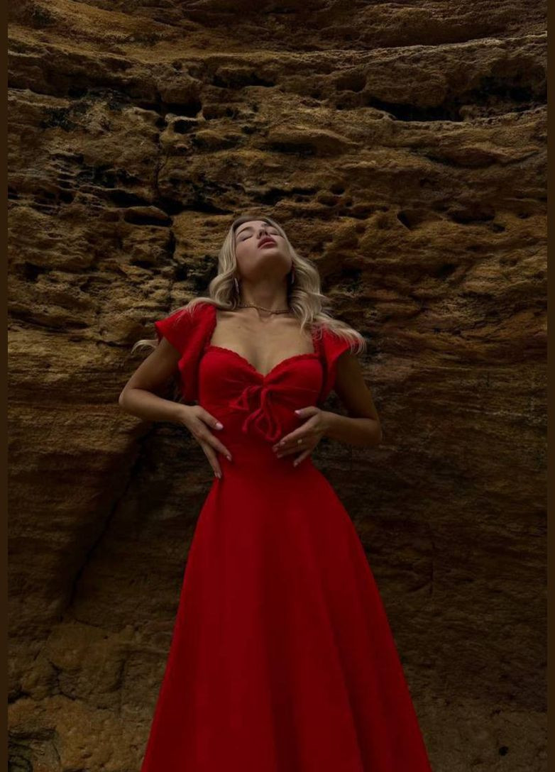 Красное повседневный женское платье муслин No Brand
