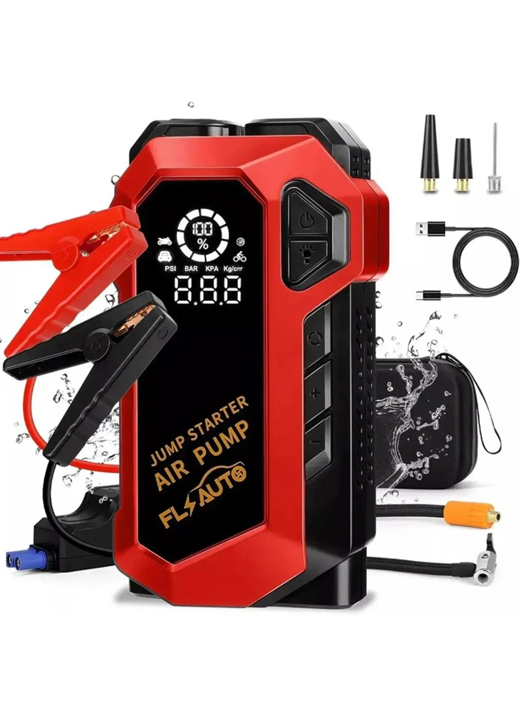 Пускозарядное устройство Jump StaRter для автомобиля 2000мАч с компрессором (Красный) No Brand (332634434)