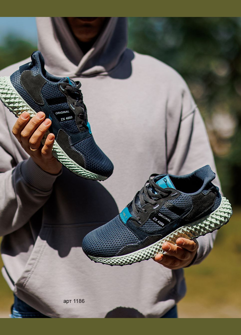 Синие летние мужские кроссовки navy Demax ZX 4000 4D