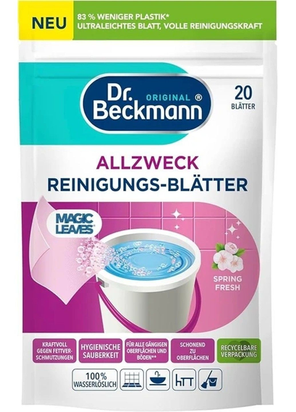 Листки (салфетки водорастворимые) для уборки универсальные Летний лимон Dr.Beckmann, 20 шт Dr. Beckmann (331787206)