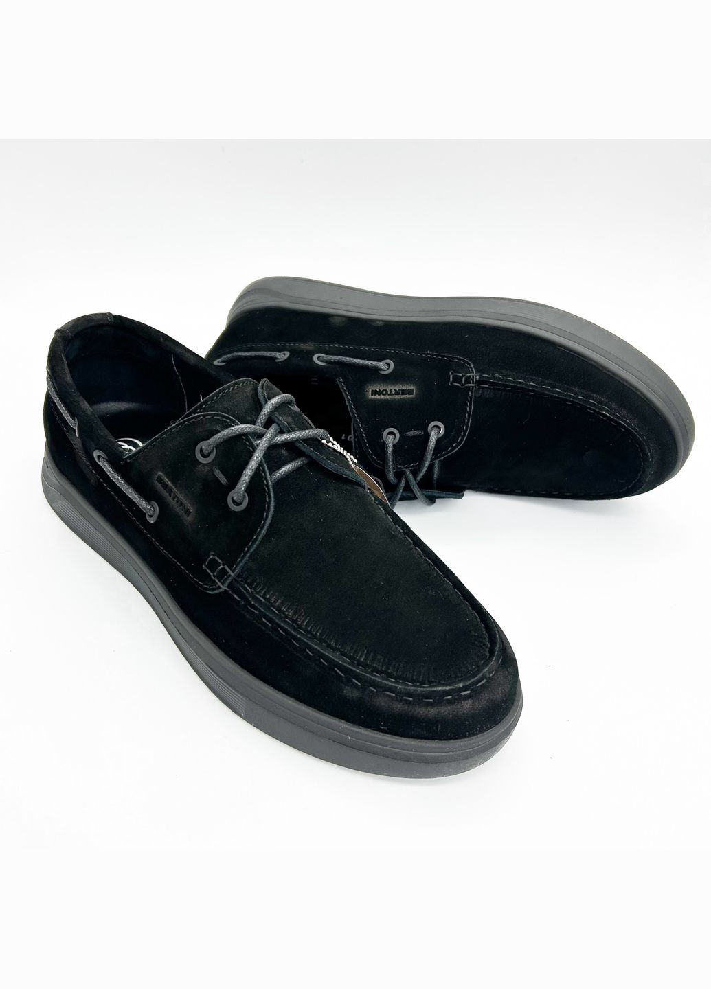 Черные туфли (р) замша 0-2-2-lh-2601 Bertoni на шнурках