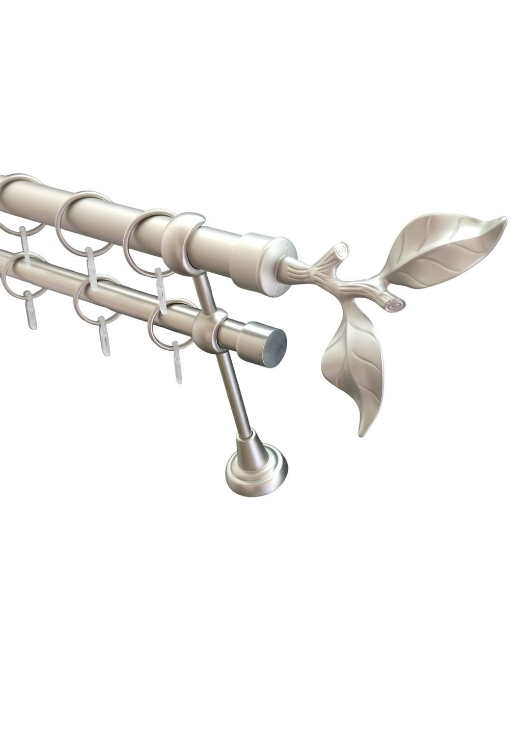 Карниз для штор Лист троянди металевий дворядний гладка труба кільце металеве Сатин 19\19 мм 300 см ORVIT (299335637)