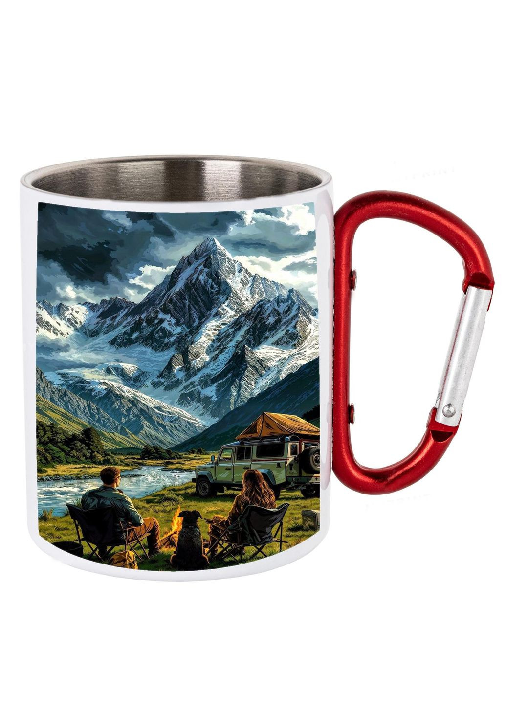 Кружка металлическая с карабином (red) туристическая 300 мл #0100 белая No Brand (316121258)