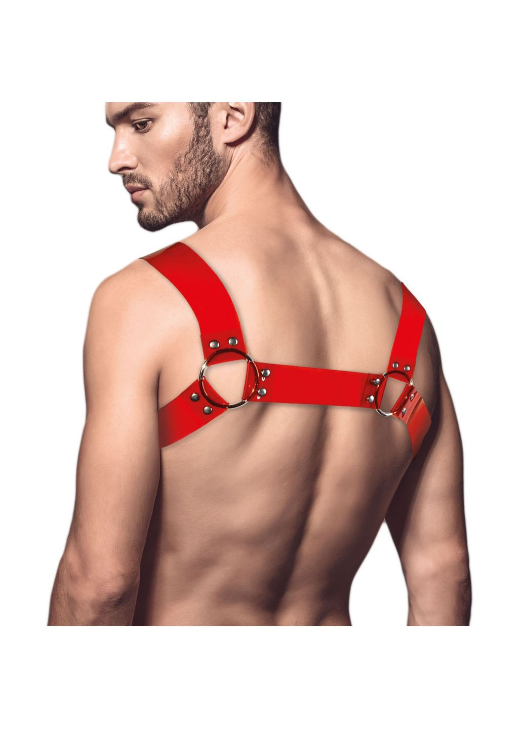 Мужская портупея на грудь – Bulldog Harness Red Trasparent Feral Feelings (297656265)