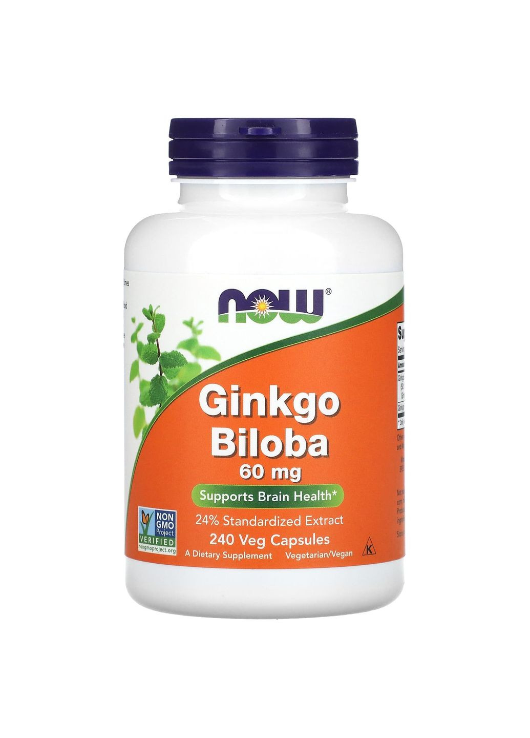 Гинкго Билоба, Ginkgo Biloba,, 60 мг, 240 вегетарианских капсул Now Foods (351383513)