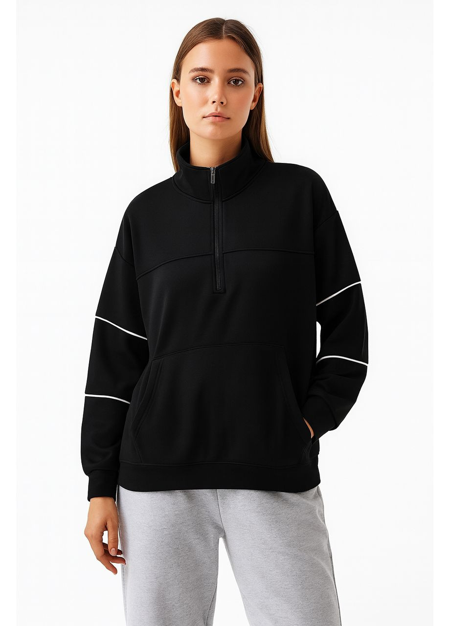 Черный стильный женский свитшот (na2586) xl абстрактный (365642523)