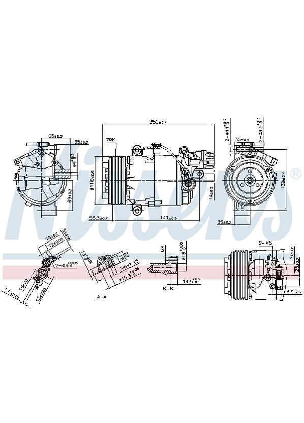 Компрессор кондиционера BMW 1 E81-E82-E87-E88 (04-) 116 I (+) NI 890071 Nissens (354334449)