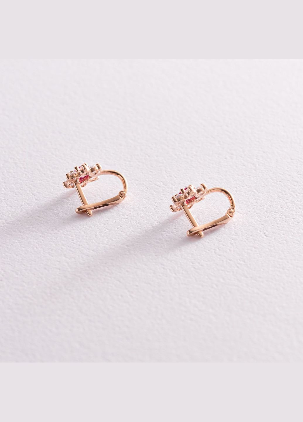 Детские золотые сережки Цветочки с розовыми фианитами с04342 Oniks (271125725)