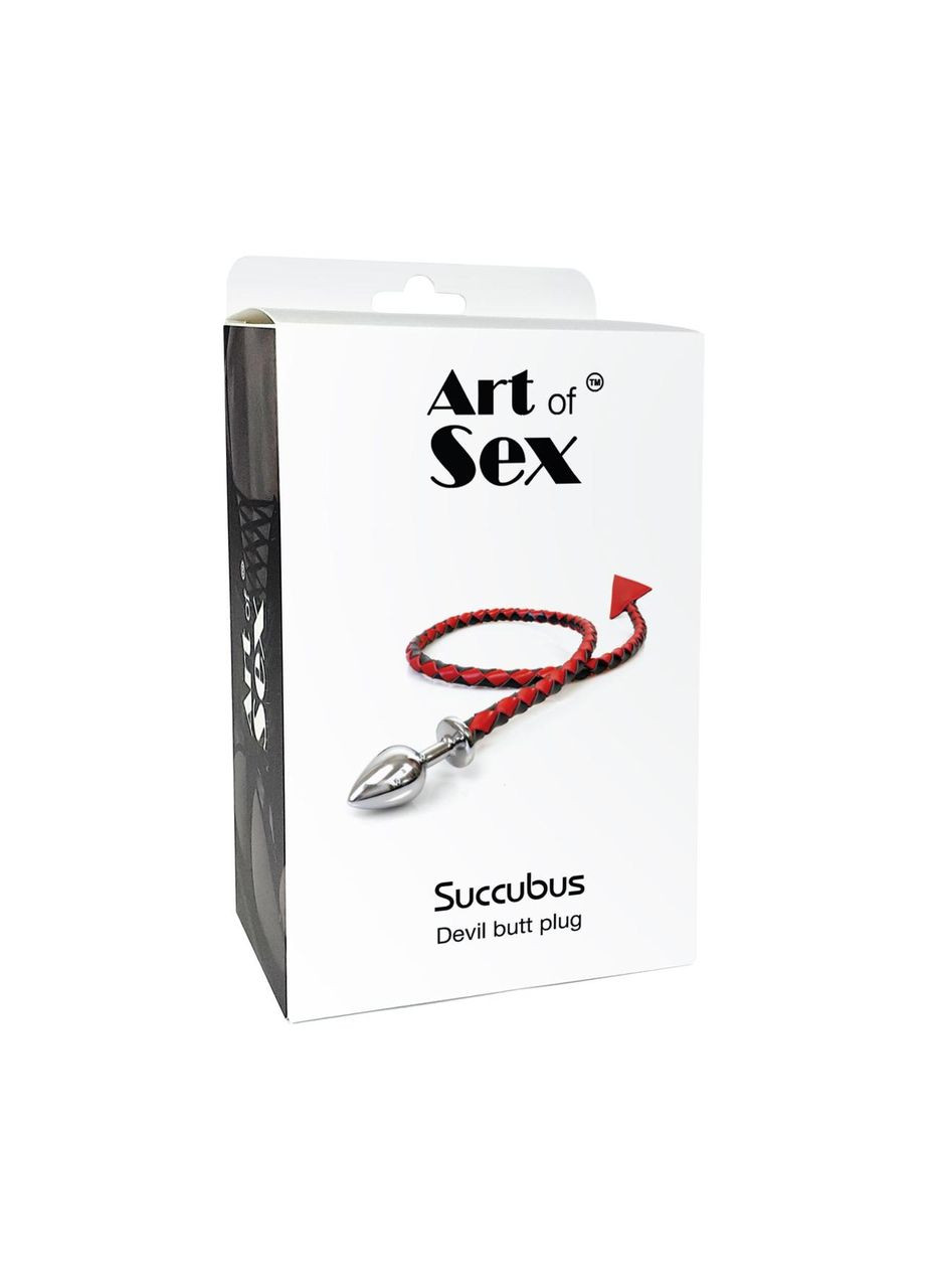 Металлическая анальная пробка S с дьявольским хвостом - Succubus, Эко кожа, цвет Красный Art of Sex (294182131)
