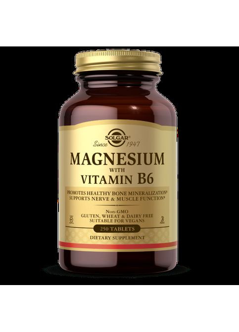 Магний с витамином В6, Magnesium Vitamin B6, 250 таблеток Solgar (351383802)