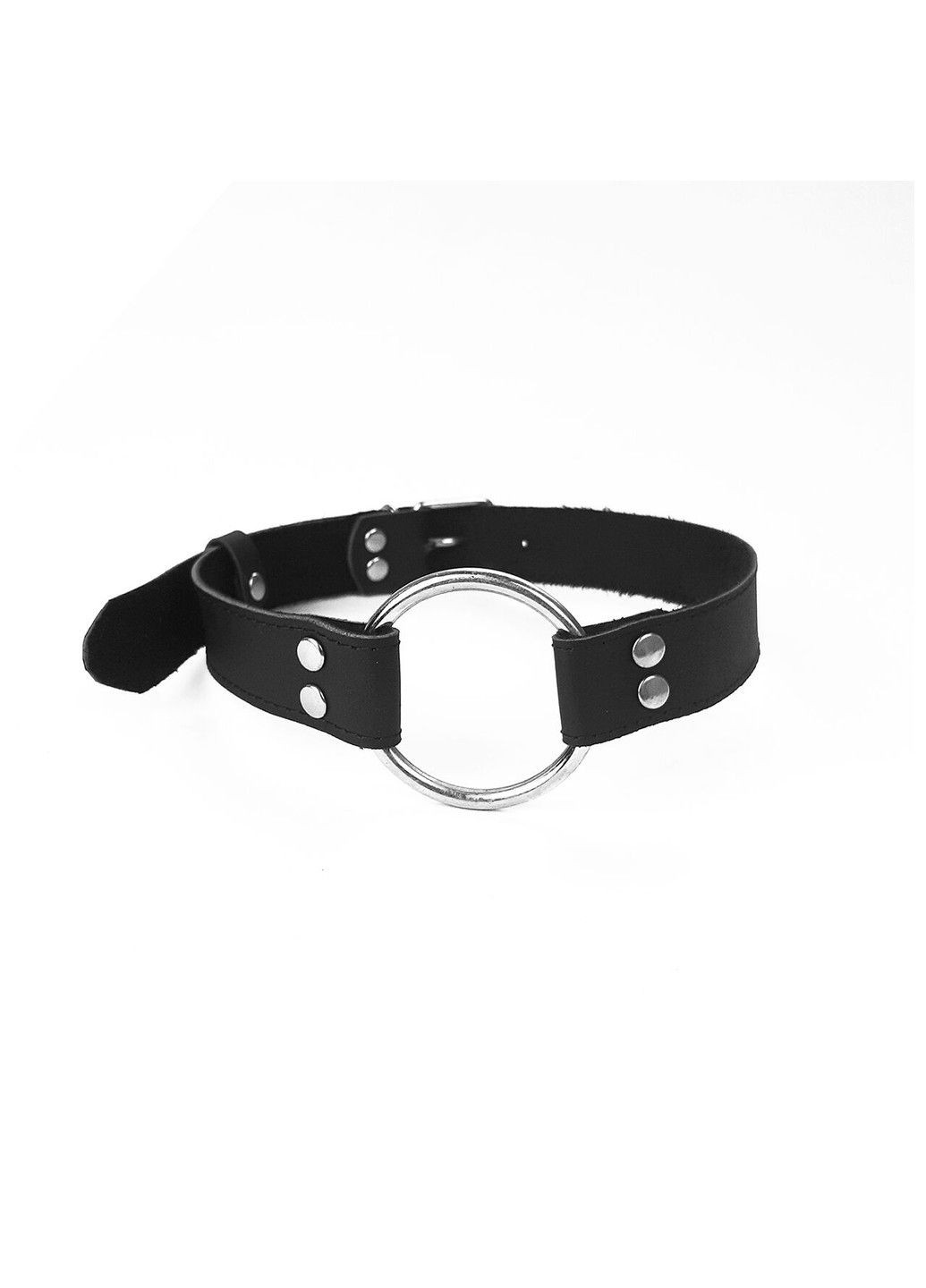 Кляп металеве кільце на ременях – Gag Ring Metal, чорний, натуральна шкіра Art of Sex (345708887)