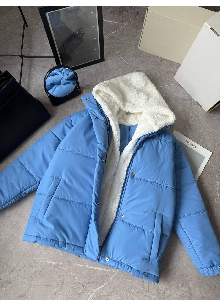 Синя зимня зимова подовжена куртка з імітацією толстовки Nositi 4083-15Х