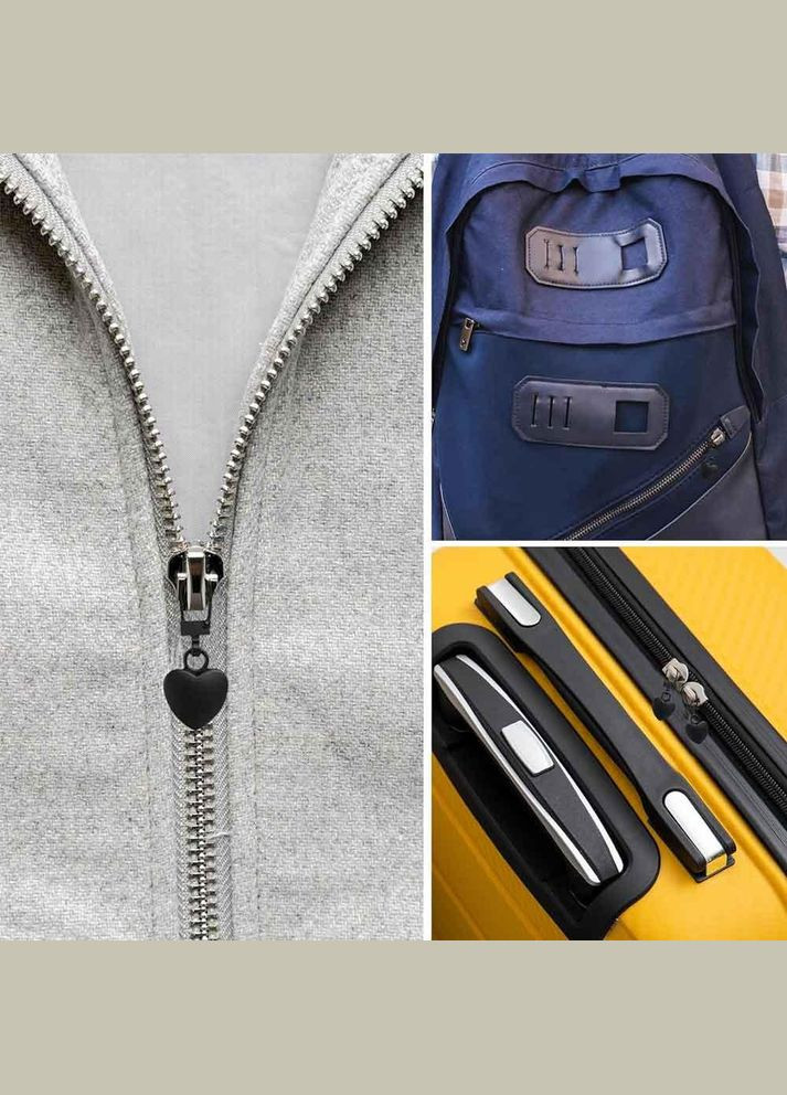 Комплект съемных бегунков на молнию сердечки черного цвета 2 шт (OK0087_3) No Brand (317285948)