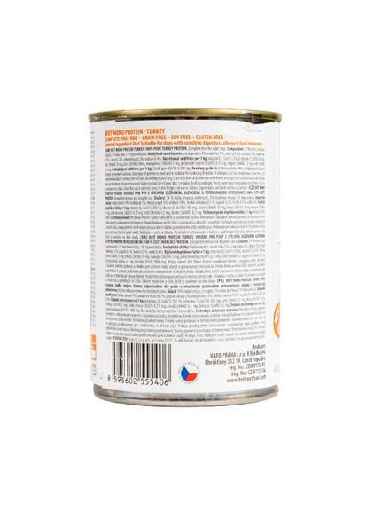 Влажный корм Brit Mono Protein Turkey для собак, с индейкой, 400 г Brit Care (336327414)