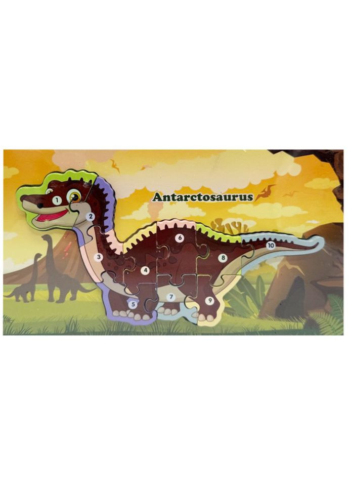 Дерев'яний пазл-вкладиш "Antarctosaurus" MD 1924-4, 10 елементів Bambi (359377934)
