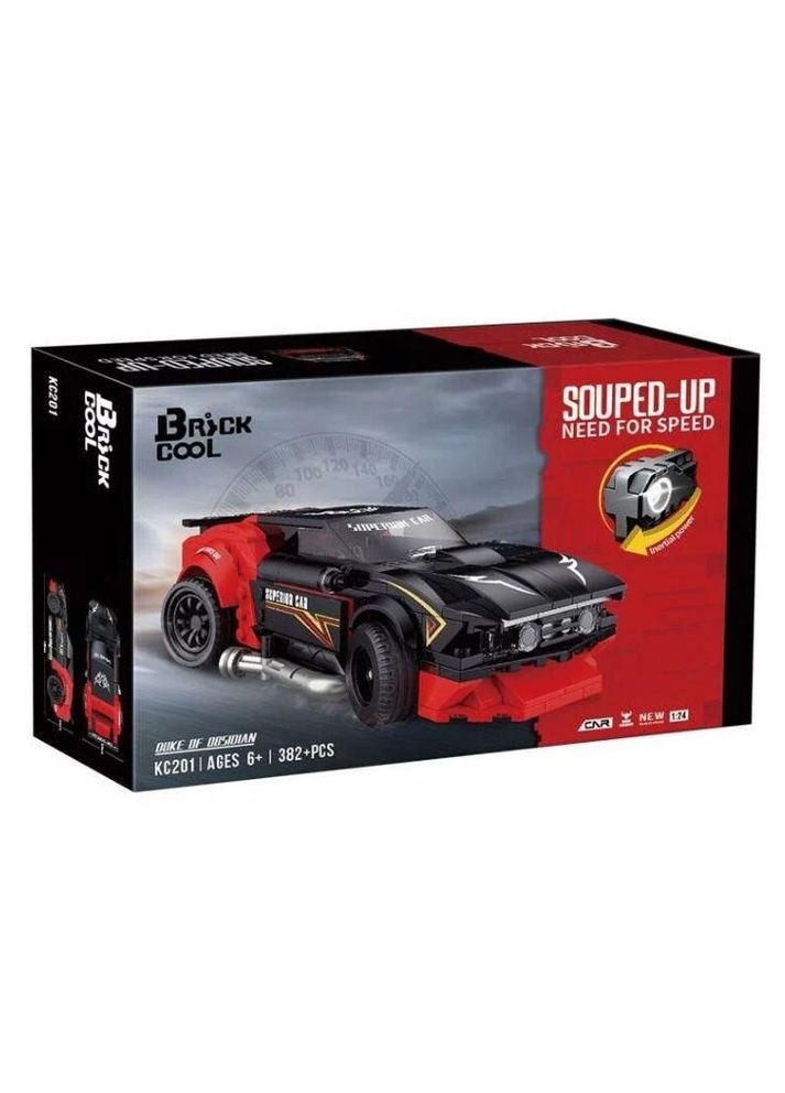 Конструктор KC 201 "Спортивная машинка", 382 детали, инерция, масштаб 1:24, в коробке Iblock (361409424)