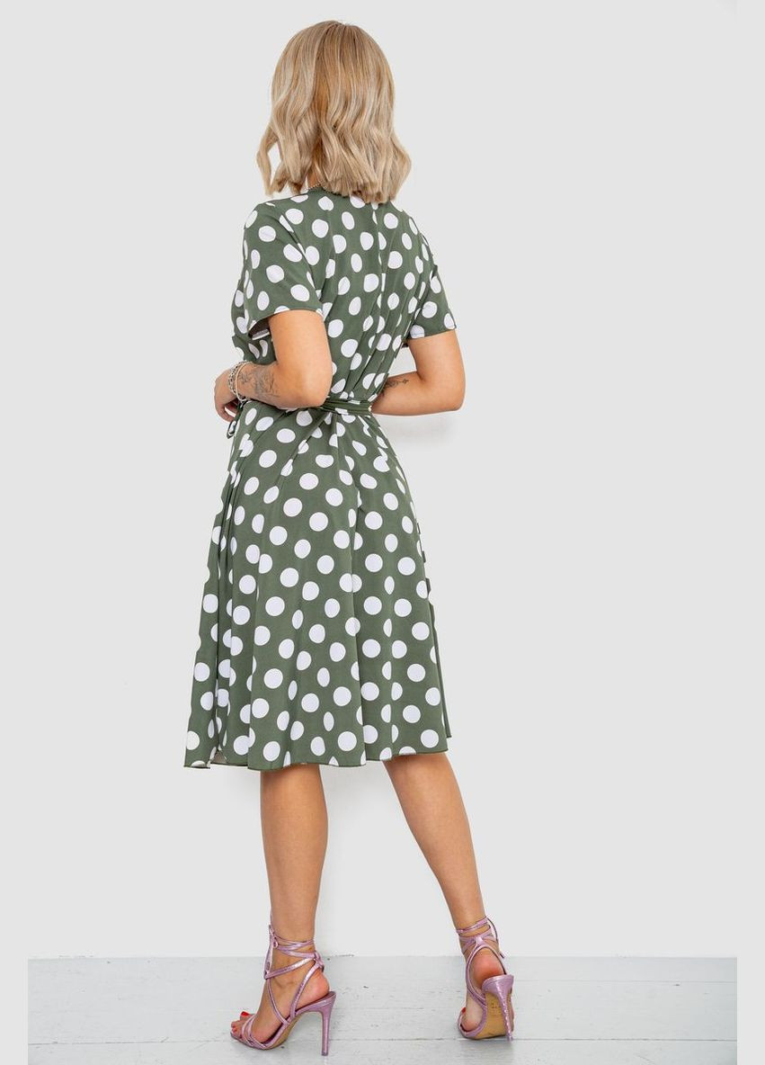 Оливковое (хаки) повседневный летний сарафан софт v-образный на запах с поясом хаки (sku_241r166) No Brand в горошек