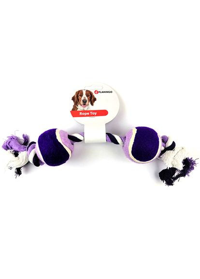 Іграшка для собак Cotton Rope Duotennis канат з двома м'ячами (5411290267113) Flamingo (279563039)