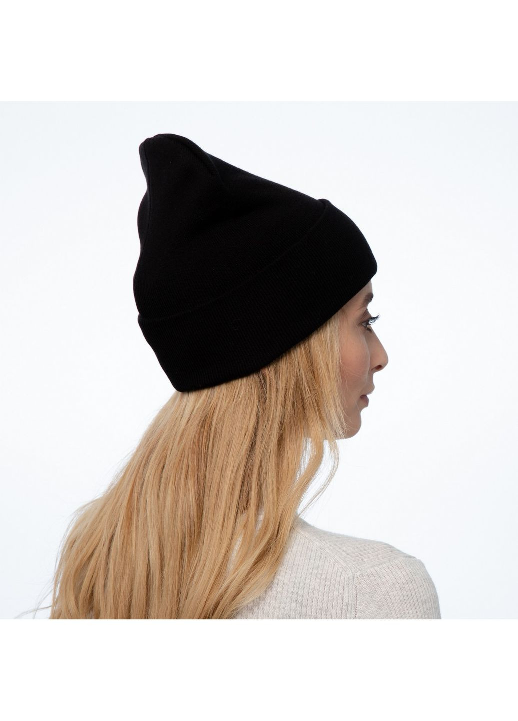 Шапка біні жіноча бавовна чорна JASPER LuckyLOOK 972-804 (322790488)