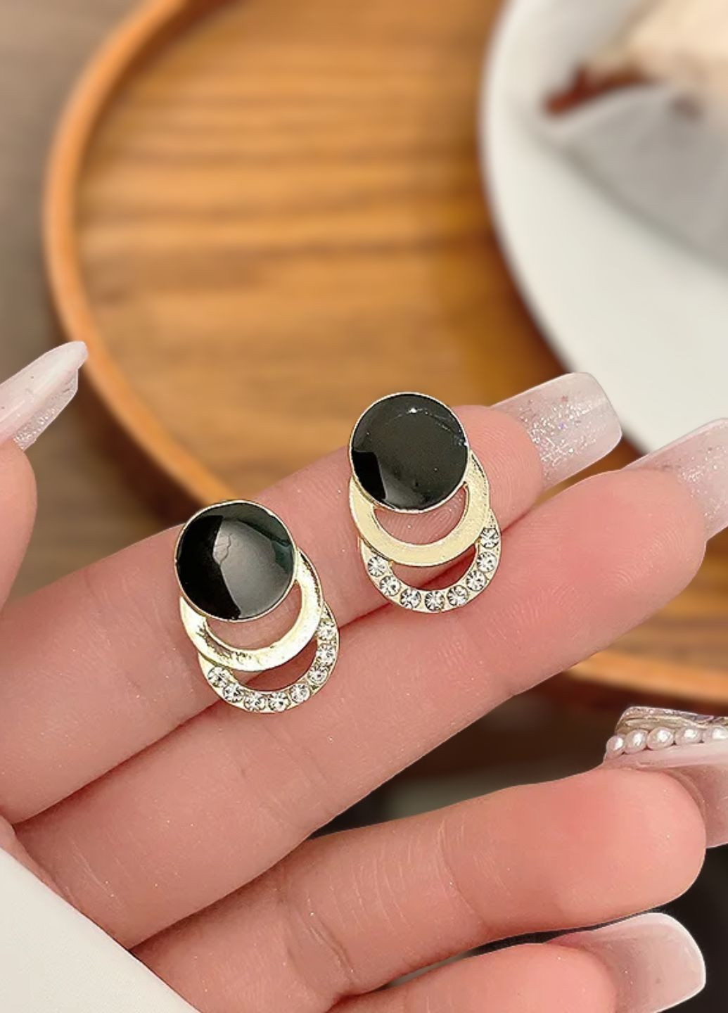 Серьги гвоздички женские с тремя кругами Fashion Jewelry (369327947)