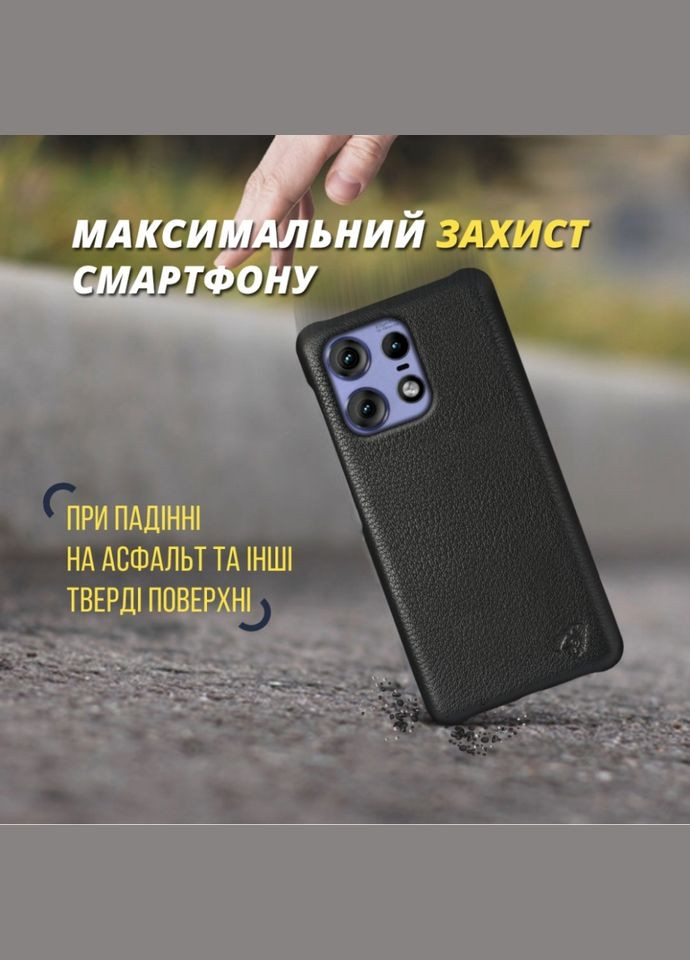 Шкіряна накладка Cover для Motorola Edge 50 Pro Чорний (77198) Stenk (294206207)