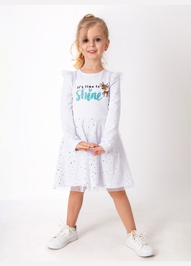 Біла трикотажна сукня для дівчинки Mevis (315479241)
